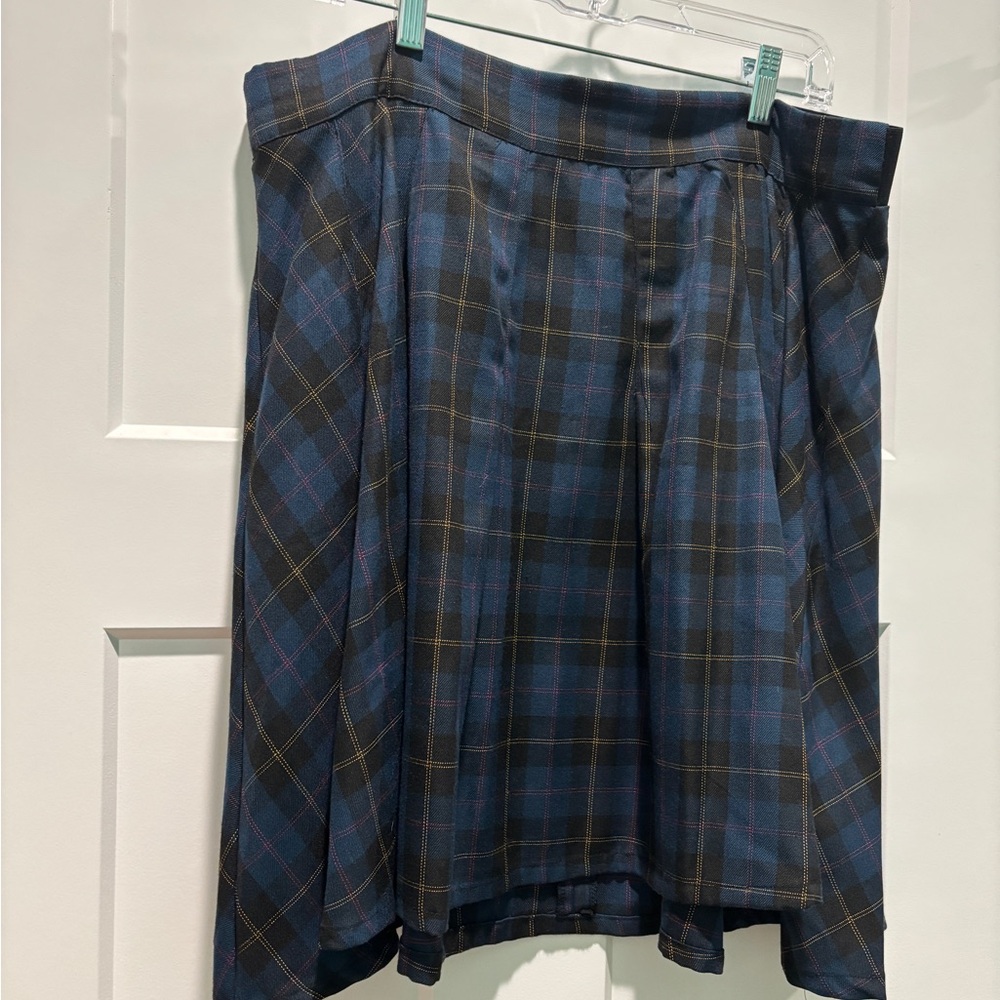 Torrid Blue and Black Plaid A-Line Skirt